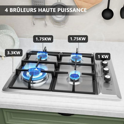 Plaque de Cuisson Gaz - ISEASY - 2 Feux - Inox - Encastrable - Allumage par Impulsion
