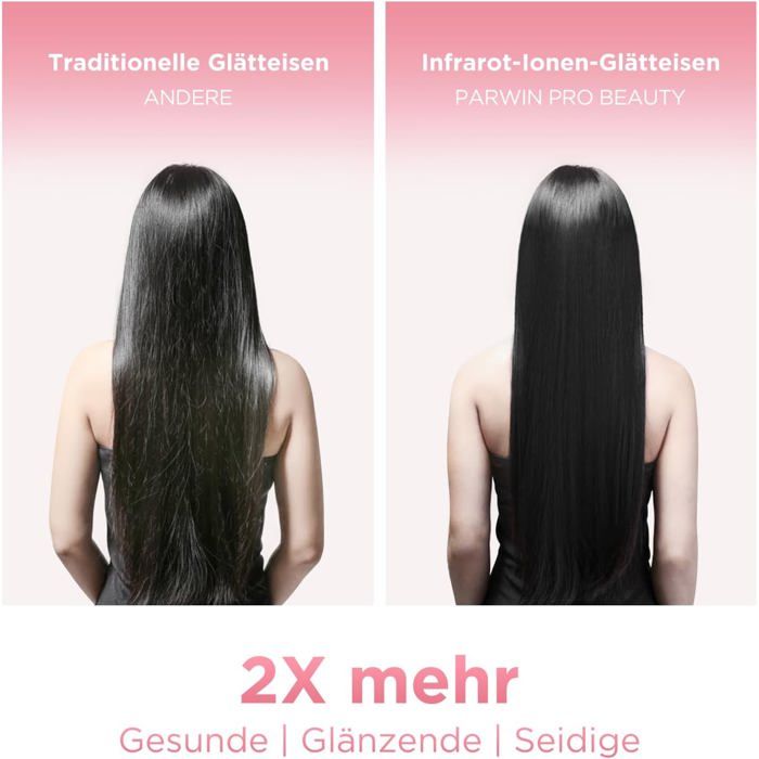 Lisseur cheveux infrarouge ionique 45 mm PARWIN PRO BEAUTY, plaques larges pour cheveux épais, bouclés, 14 températures, violet