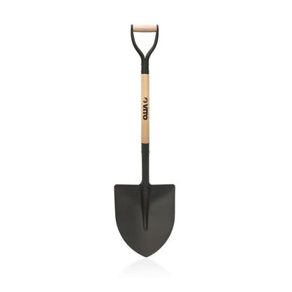 Pack 4 outils de jardin Acier Manche en Bois Fourche + Pelle carrée + Pelle ronde + Bêche VITO