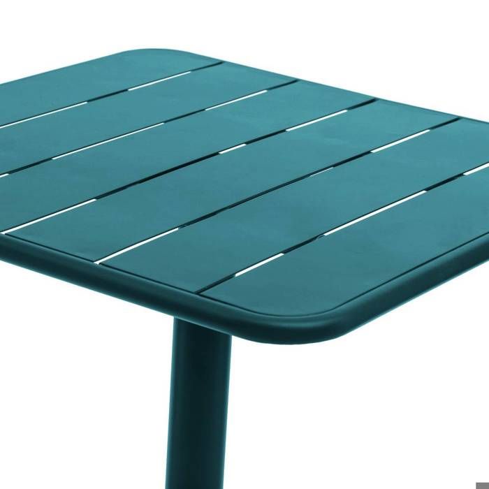 Table de jardin carrée "Phuket" bleu canard 2 places en acier traité époxy - Hespéride