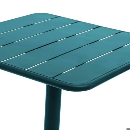 Table de jardin carrée "Phuket" bleu canard 2 places en acier traité époxy - Hespéride