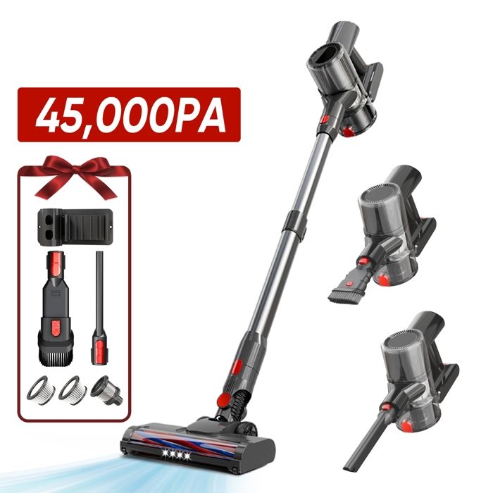 Aspirateur Balai Sans Fil Lamzien V8 - 30000PA/40min - HEPA Filtration Efficace -silencieux - léger - Lumière Verte