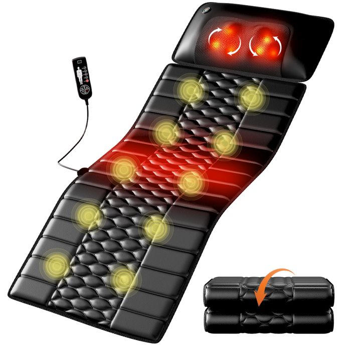 Tapis De Massage Électrique - Himouta Matelas Massant - Fonction De Chauffage - Rempli De Mousse À Mémoire - Pu - Pliable