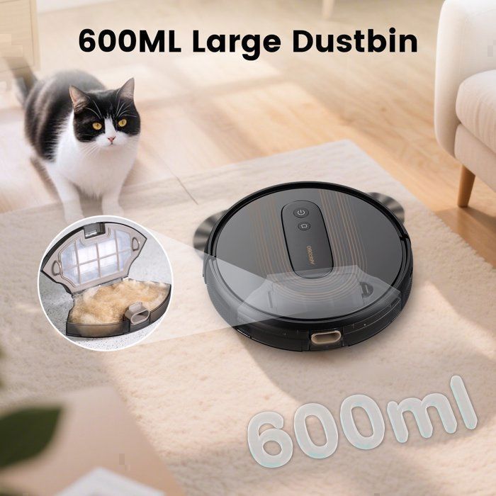 AIRROBO G50 Aspirateur Robot sans Fil 4 000 Pa, Auto-rechargeables, Idéal pour Poils d'Animaux, Sols Durs, Tapis  Poils Ras