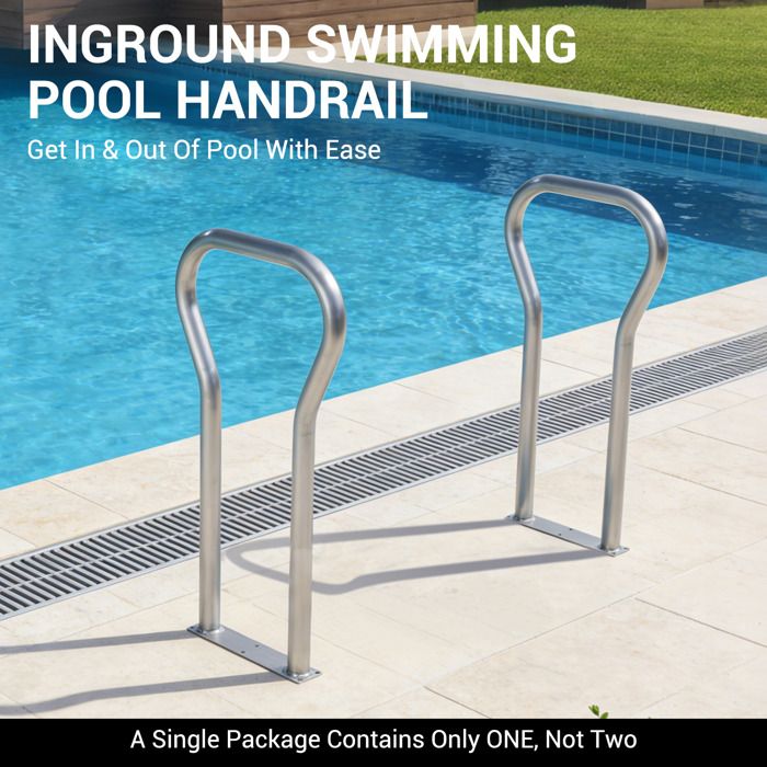 Rampe De Piscine 42.1x19.7in Aluminium Antidérapant, Barre Murale avec Embases, 100kg, Pour Piscine, Spa, Quai, Kit complet inclus