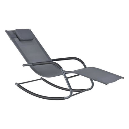 Bain de Soleil Caracena à Bascule Acier Textile 147 x 63 x 89 cm Gris Foncé