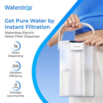 Waterdrop Pichet de filtre à eau électrique, distributeur d'eau rechargeable, système de comptoir instantané de 15 tasses(3)