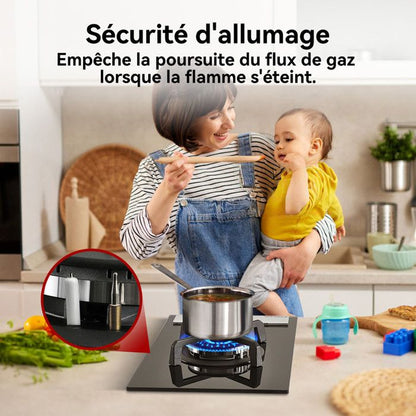 GASLAND GH30BF Plaque de Cuisson Gaz 2 Feux, Plaque gaz Verre trempé, GPL/gaz naturel Noir 30 cm