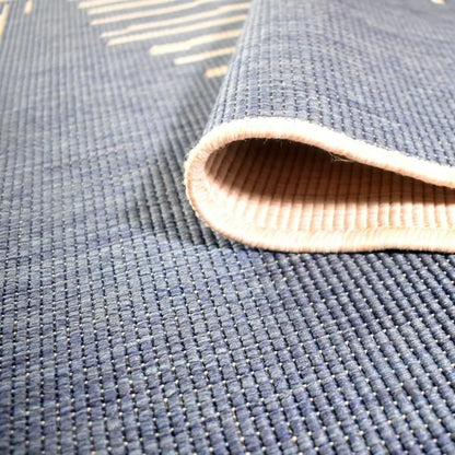 Tapis extérieur, kilim reversible 160x230 LYN2 BL REVERSIBLE bleu et crème