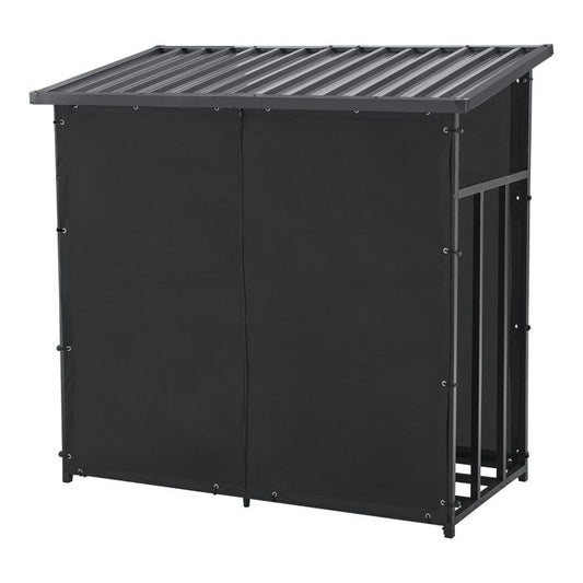 Abri-bûches couvert acier 145 x 143 x 70 cm noir