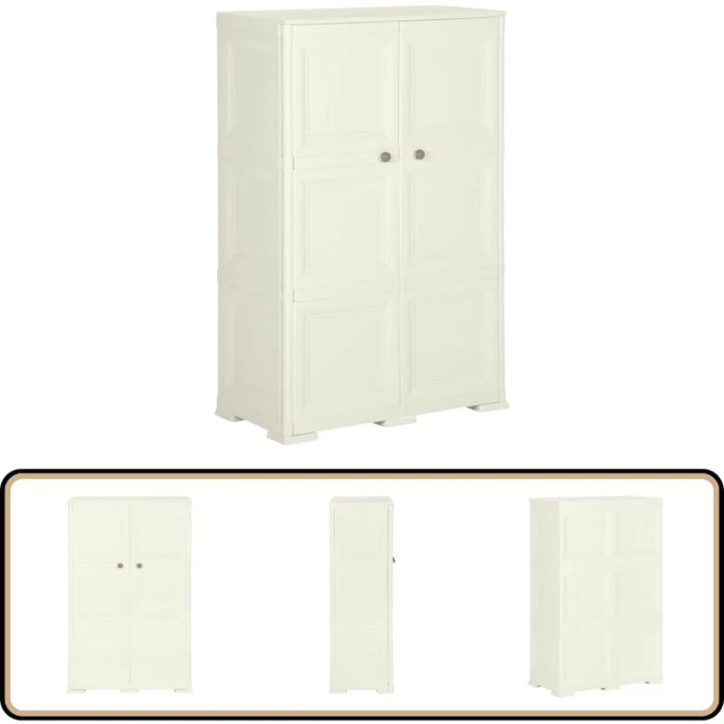 Armoire plastique 79x43x125 cm design bois glace à la vanille - Armoire - Meuble Rangement - Placard - Casier Rangement - Armoire Plastique