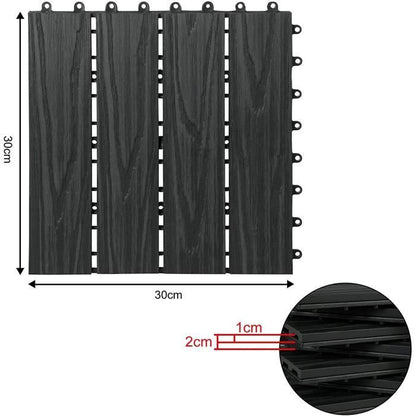 WOLTU Dalle de sol WPC 30x30cm, pour revêtement jardin extérieur fixation plug-in, Anthracite 22 pièces-2 m² GTF006an-2