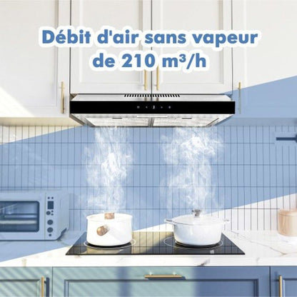 FIREGAS hotte aspirante sous armoire 60cm, évacuation et recirculation avec filtre CC130, commande par écran tactile