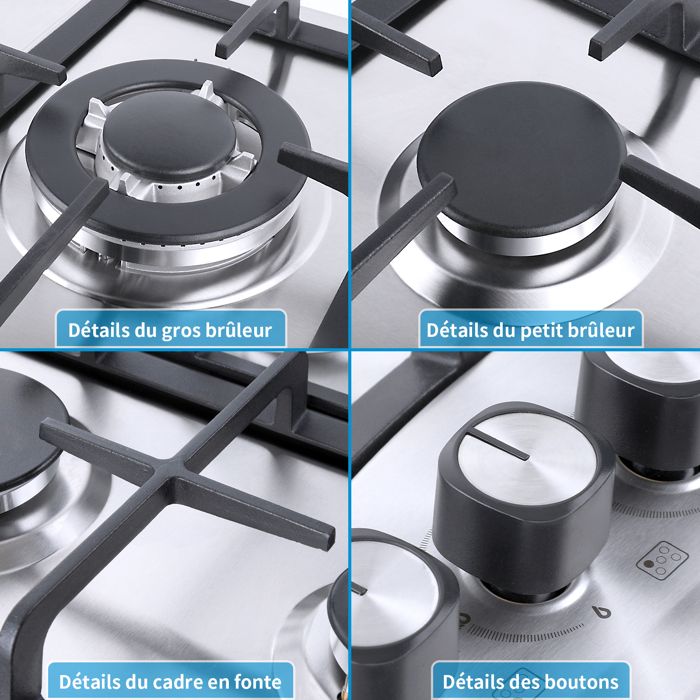 Plaque de Cuisson Gaz - ISEASY - 2 Feux - Inox - Encastrable - Allumage par Impulsion