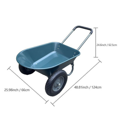 Chariot de Jardin Basculeur Renforcé - Capacité 600 lb (272 kg) -Réglable à 180° - Roues Tout-Terrain 10"- Résistant à la Rouille