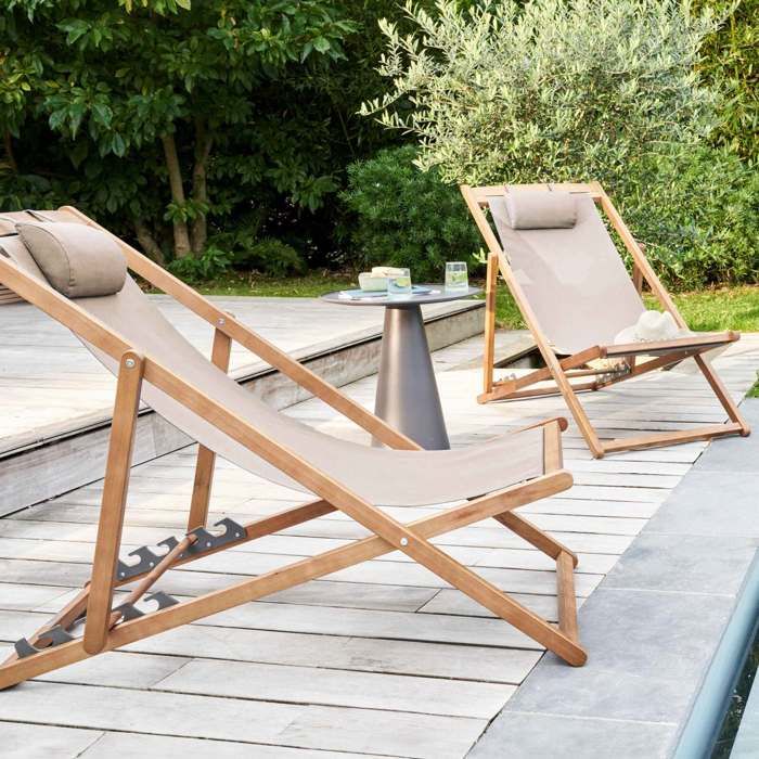 Lot de 2 chiliennes eucalyptus noir Socoa - Oviala