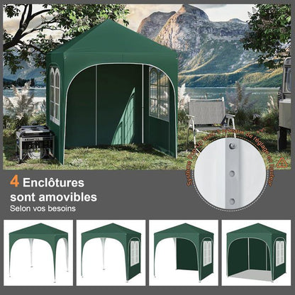 WOLTU Tonnelle de Jardin 2x2m, Pergola Pliante, Barnum avec 4 Parois Latérales, Hauteur Réglable, Gazebo Imperméable, Anti-UV, Vert