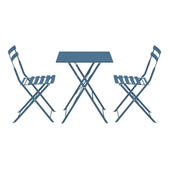 Table de jardin et 2 chaises acier 60 cm vert cactus Rome - Oviala