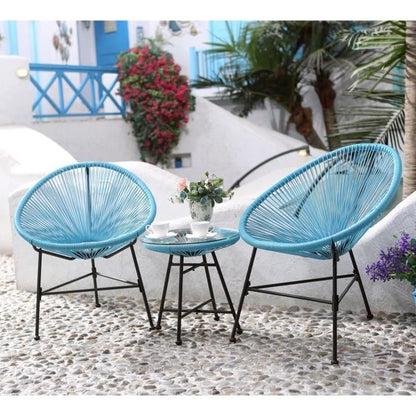 Acapulco : Ensemble 2 fauteuils oeuf + table basse gris clair