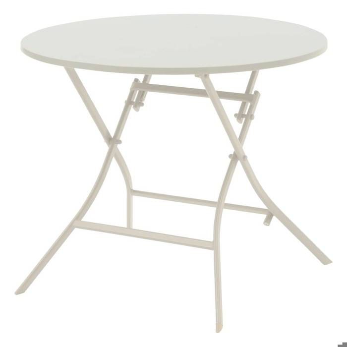 Table de jardin pliante ronde "Greensboro" vert olive 2 places en acier traité époxy - Hespéride