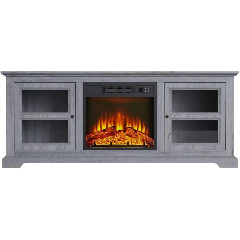 Buffet avec cheminée électrique couleur gris 2000W