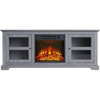 Buffet avec cheminée électrique couleur gris 2000W