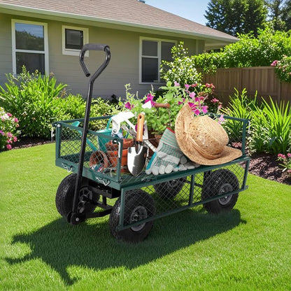Chariot de Jardin Basculeur Renforcé - Capacité 600 lb (272 kg) -Réglable à 180° - Roues Tout-Terrain 10"- Résistant à la Rouille