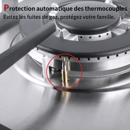 Plaque de Cuisson Gaz - ISEASY - 2 Feux - Inox - Encastrable - Allumage par Impulsion