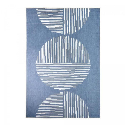 Tapis extérieur, kilim reversible 160x230 LYN2 BL REVERSIBLE bleu et crème
