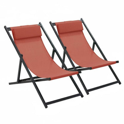Lot de 2 transats en aluminium anthracite Santiago - Oviala