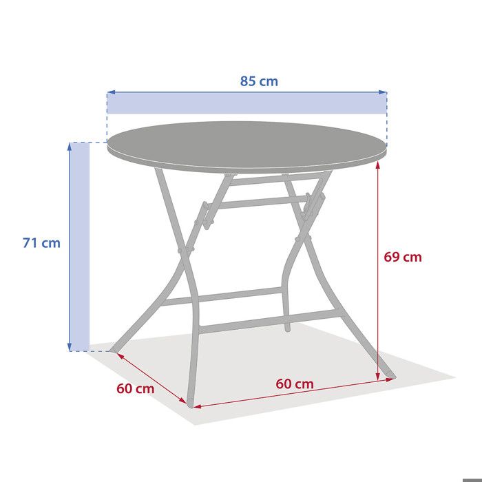 Table de jardin pliante ronde "Greensboro" vert olive 2 places en acier traité époxy - Hespéride
