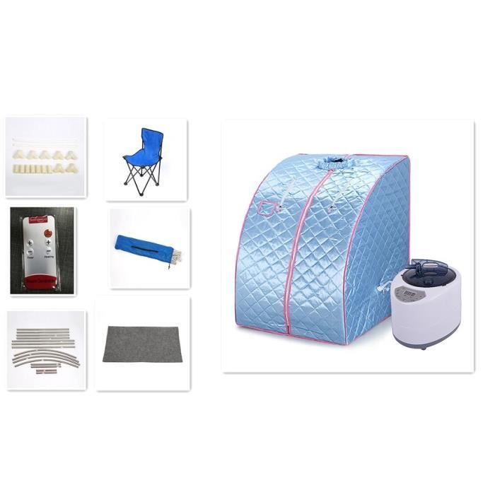 Sauna à Vapeur et Cabine OHMG - Tente Pliable 1 Place - Générateur de Vapeur 1.5L 1000W - Bleu