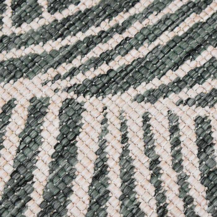 Tapis rond d'extérieur, kilim reversible Ø120cm LYN2 B ROND REVERSIBLE orange et crème