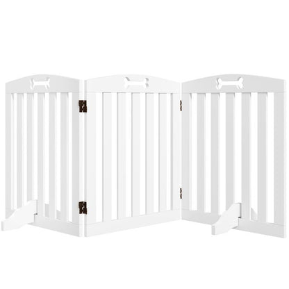 Barrière de sécurité chien - PawHut - avec pieds de support, pointes antidérapantes - 4 panneaux - 207,5 x 30 x 61 cm - blanc