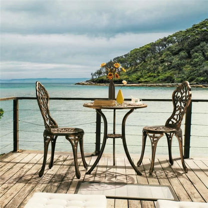 Yaheetech Ensemble de Table et Chaise Set Bistrot Design Vintage Table de Jardin et 2 Chaises Blanc