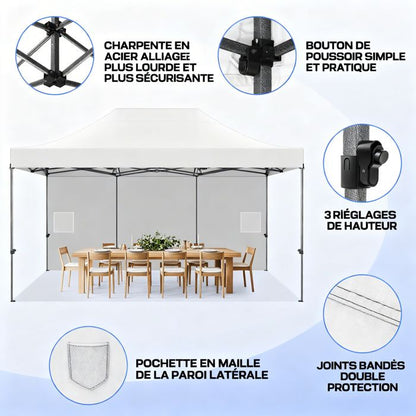 Tonnelle pour Plage Terrasse Camping- Blanc