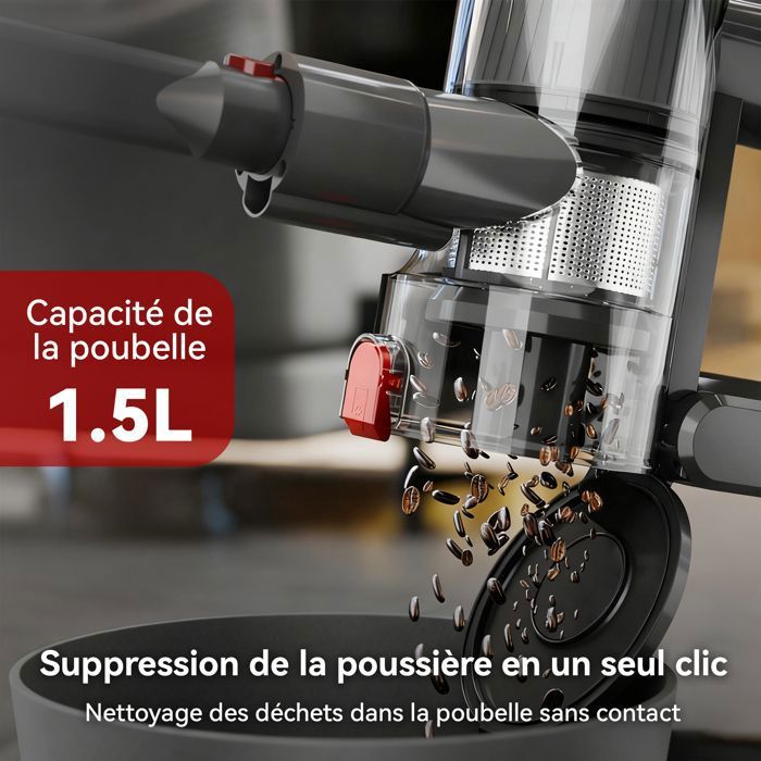 Aspirateur Balai Sans Fil Lamzien V8 - 30000PA/40min - HEPA Filtration Efficace -silencieux - léger - Lumière Verte