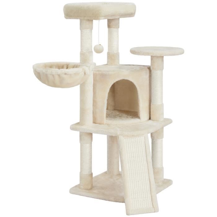Yaheetech Arbre à Chat en Sisal Griffoir Grattoir Tour de Jeux pour Chat avec Centre d'activités Arbre a Chat Hauteur 107cm Rose