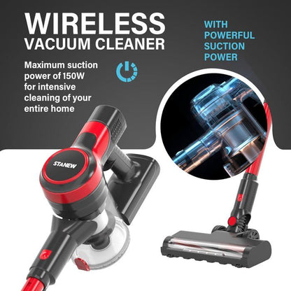 Aspirateur balai - STANEW - 45000Pa/550W - Pliable 180° - 40 min autonomie - Brosse anti-emmêlement