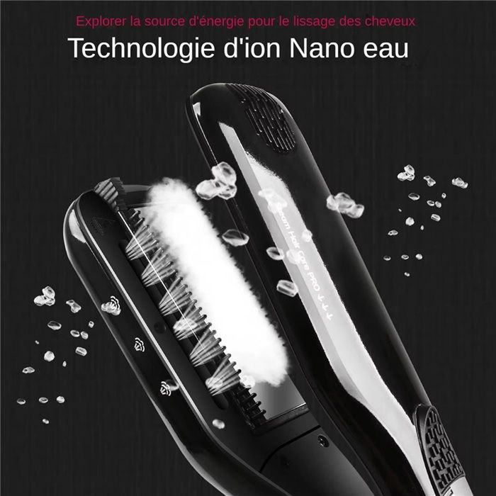 Lisseur vapeur-Plaques en Céramique extra larges，5 vitesses - alimentation rotative 360°-Jusqu'à 230°C-Pour Tous Types de Cheveux