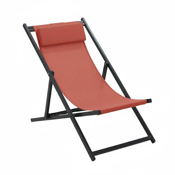 Lot de 2 transats en aluminium anthracite Santiago - Oviala