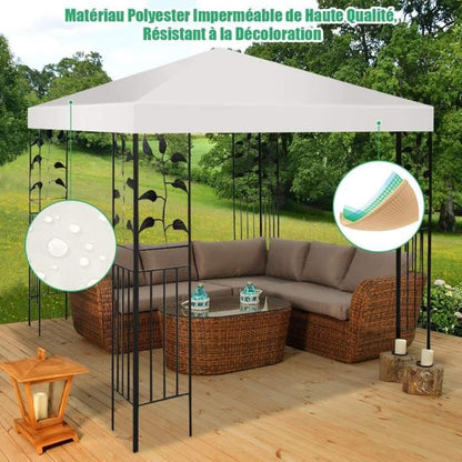 Giantex Toit de Rechange pour Tonnelle de Jardin 3x3M Imperméable en Polyester Trou d'Aération Équipé Beige