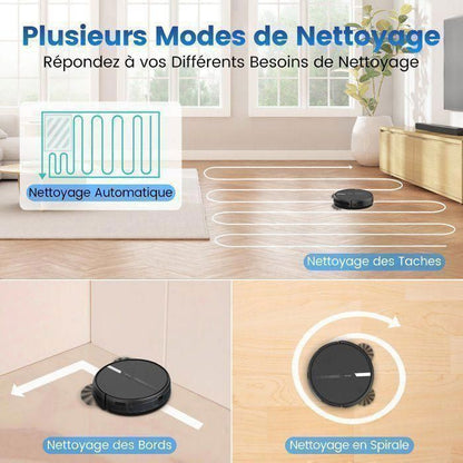 AIRROBO G60 Aspirateur Robot Laveur sans Fil 4000Pa, 120Min Longue Autonomie, Silencieux, Idéal pour Poils d'Animaux