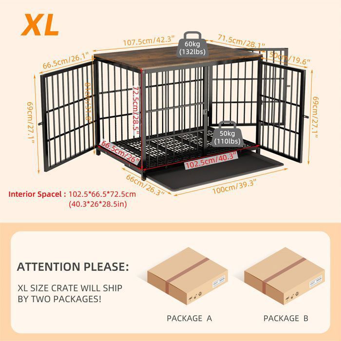 BingoPaw Cage pour Petit Chien Intérieur Caisse Chien Petite Taille Meuble Chiens 78.5x56.5x65cm