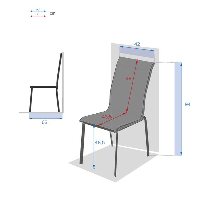 Chaise de jardin empilable "Axant" bleu canard & graphite en aluminium traité époxy - Hespéride