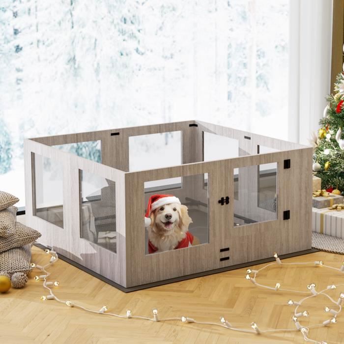 Parc pour Petits Animaux Enclos Lapin Intérieur Rongeur Chiot Cochon d'Inde - 6 Panneaux - 124x63x40cm