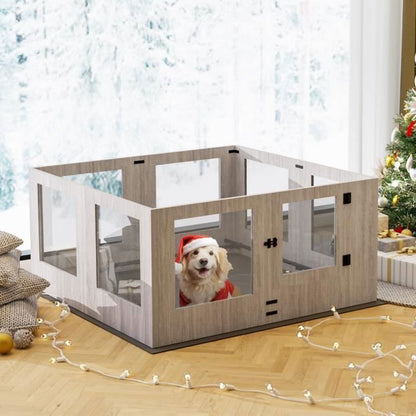 Parc pour Petits Animaux Enclos Lapin Intérieur Rongeur Chiot Cochon d'Inde - 6 Panneaux - 124x63x40cm