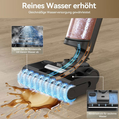 JONR Aspirateur balai laveur Sans Fil ED12 4-in-1- Humide & Sec -30 min-Self Cleaning Function, for Hard Floors- 850mL
