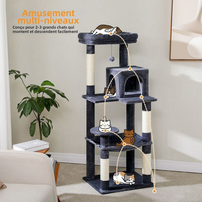 PAWZ Road Arbre à chat Design Spacieux Grande Hamac Dur Stable Avec hamac et belle maison pour chat - Cactus vert - 143 cm