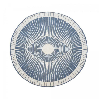 Tapis rond d'extérieur, kilim reversible Ø120cm LYN2 B ROND REVERSIBLE orange et crème